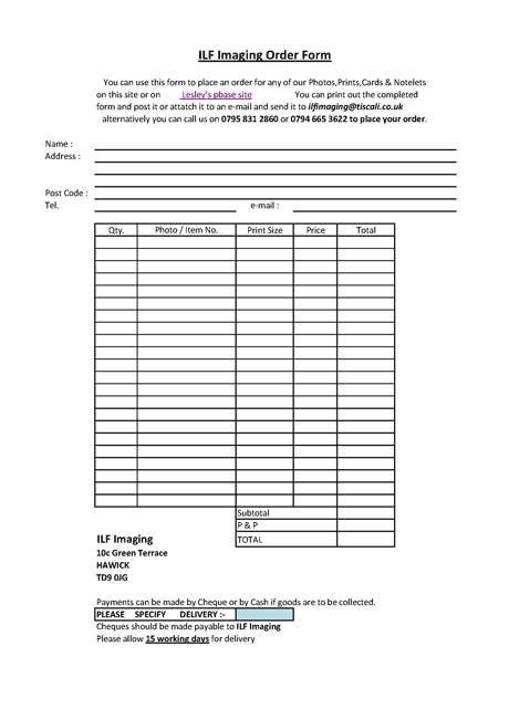 ILF Order Form